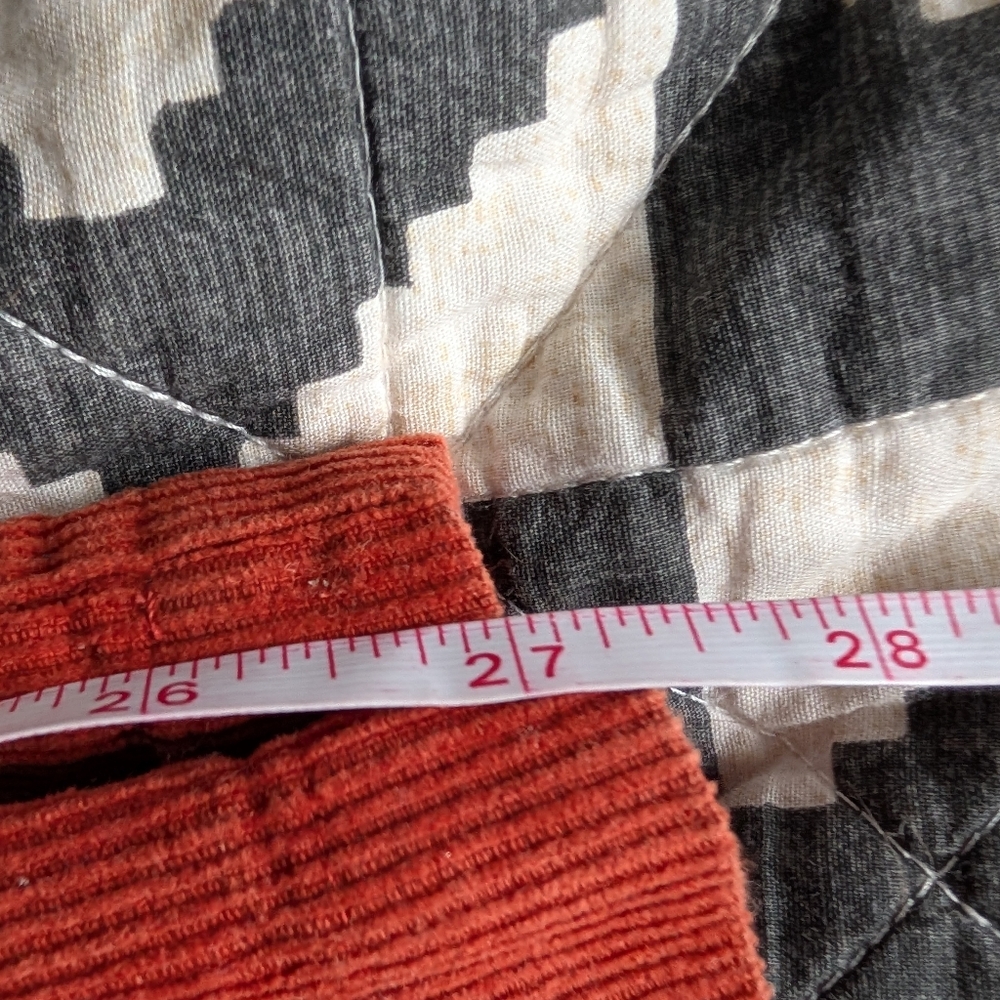Vintage-style High-waist Loose Fit Rusty Orange Corduroy Pants - Large - Picture 9 of 12